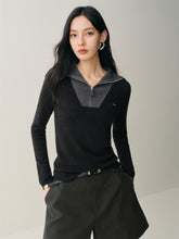 Women's Wool-Blend Wide-Lapel Knit Pullover